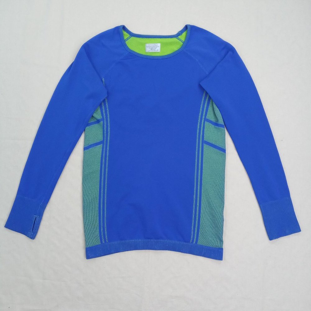 Athleta Womens Neothermal Pullover Size M Blue Green Long Sleeve Shirt Running